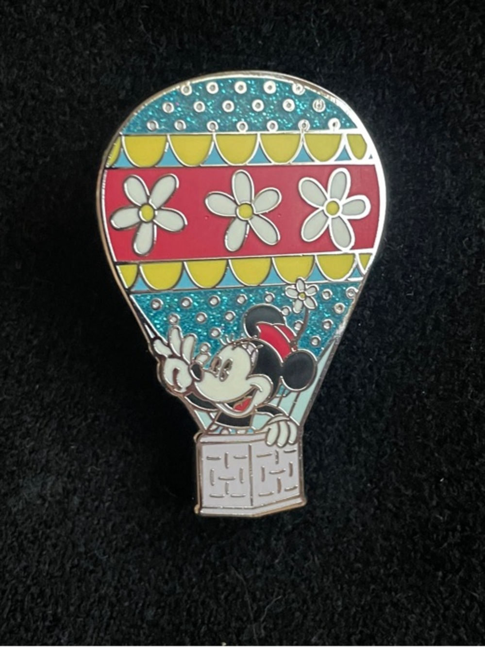 Disney Minnie Mouse Hot Air Balloon Enamel Pin - Blue, Red & Yellow